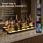 LED Illuminated Bar Bottle Display Rack, 3-Tier 32" Multi-Color Whiskey Rack, Tabletop Wine Rack Equipped with RF Remote Control and App Control Ideal Choice for Home Bar, Whiskey Lovers Gift