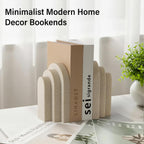 LIN CHUAN Heavy Duty Bookends for Shelves, Set of 2, Sandstone Beige