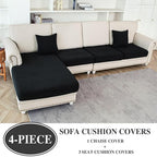 Couch Cushion Covers for Sectional Sofa L Shape Washable Separate Seat Chaise - Image 2
