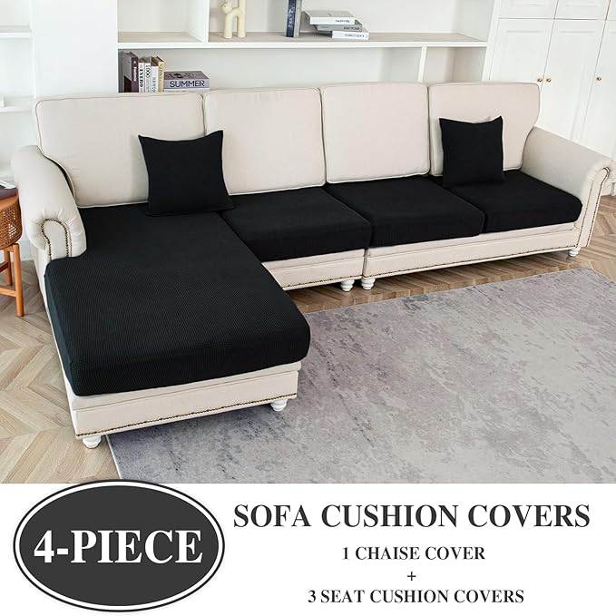 Couch Cushion Covers for Sectional Sofa L Shape Washable Separate Seat Chaise - Image 2