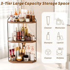Corner Bathroom Counter Organizer, 3-Tier Wood Countertop Organizer