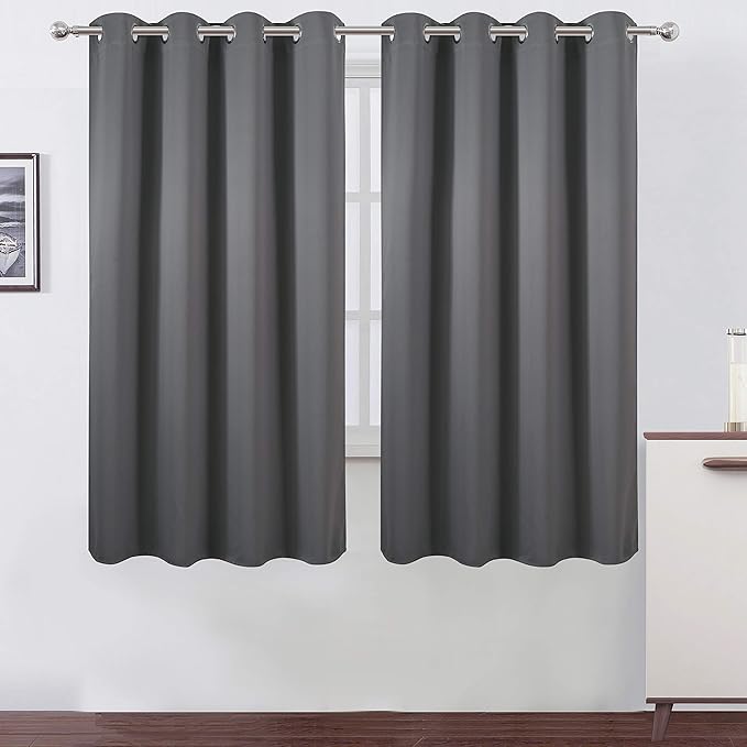 LEMOMO Frost Grey Blackout Curtains 66 x 63 Inch Length/Set of 2 Curtain by Lemomo