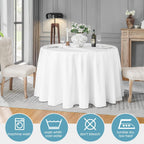 VidaFete Classic Series 10 Pack 120inch Round Polyester Table Cloth, White