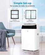14,000 BTU Portable Air Conditioner for 750 Sq.Ft - 3-in-1 AC Unit with Cooling, Dehumidifier & Fan Modes, Remote Control, Timer & Ultra-Quiet Operation for Home/Office