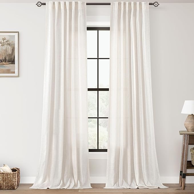 96 inch Long Linen Curtains 2 Panels by Jolilight