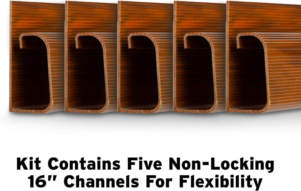 Cable Management Kit - 5-Pack 16-Inch J Channel Wire Organizers for Cords - Easy to Install Cord Hider Kit for Desk, Office, and Kitchen Use - Cable Management Under Desk by Simple Cord (Brown)