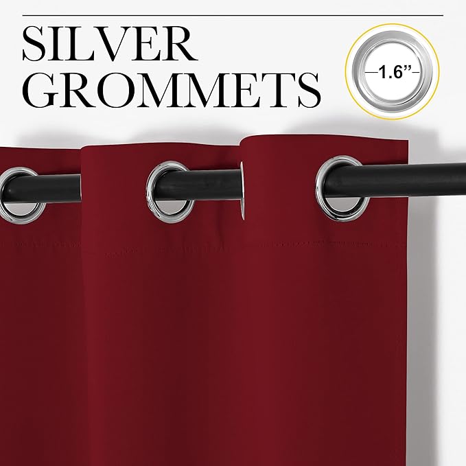 NICETOWN Christmas Burgundy Bedroom Curtains Blackout Draperies, Decorations - Image 3