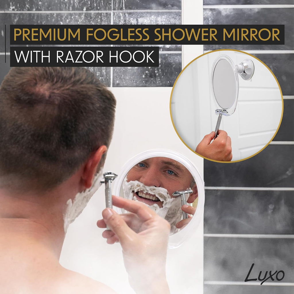 Luxo Shower Mirror Fogless for Shaving, Shower Shaving Mirror - White/Clear