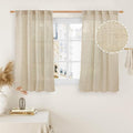 LAMIT Small Window Linen Curtains 45 Inches Long, Semi Sheer Light Filtering by LAMIT