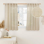 LAMIT Small Window Linen Curtains 45 Inches Long, Semi Sheer Light Filtering by LAMIT