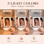 Makeup Mirror with Lights, Rechargeable Trifold 1X/2X/3X Magnification