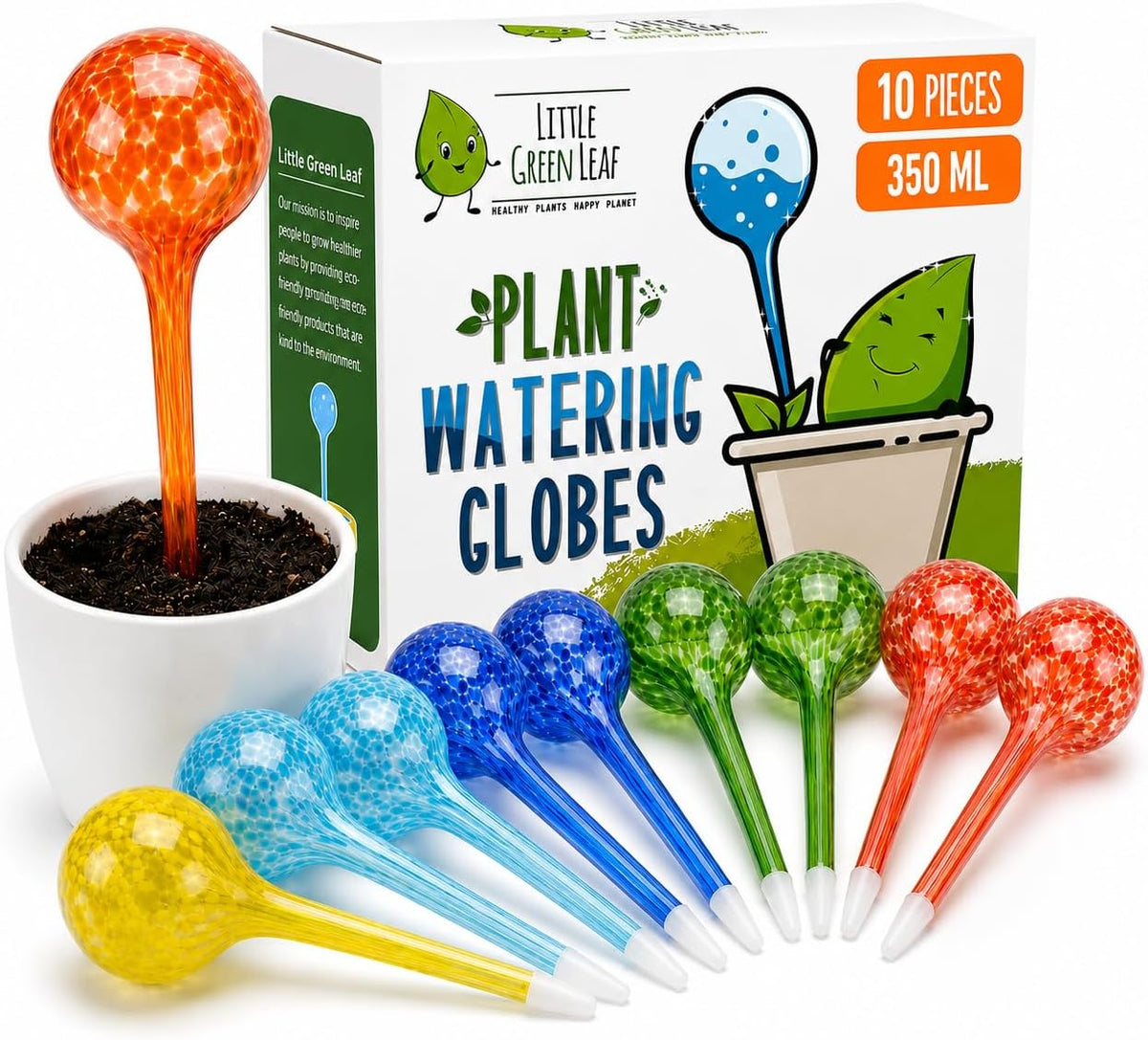 Plant Watering Globes 10 Pack– Self Watering Bulbs, Indoor & Outdoor Plants