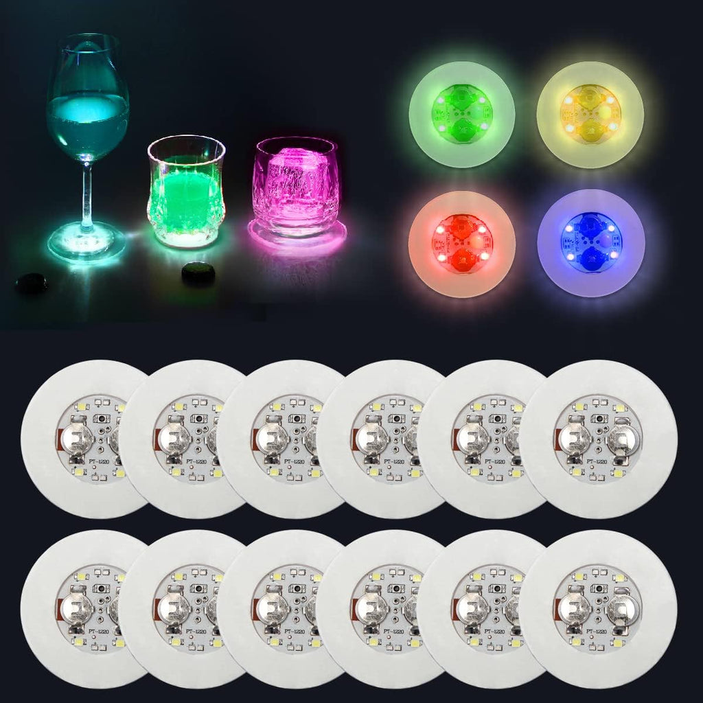 AHIIER 12 PCS Led Coasters for Drink, Bar Coaster Led Bottle Sticker Lights