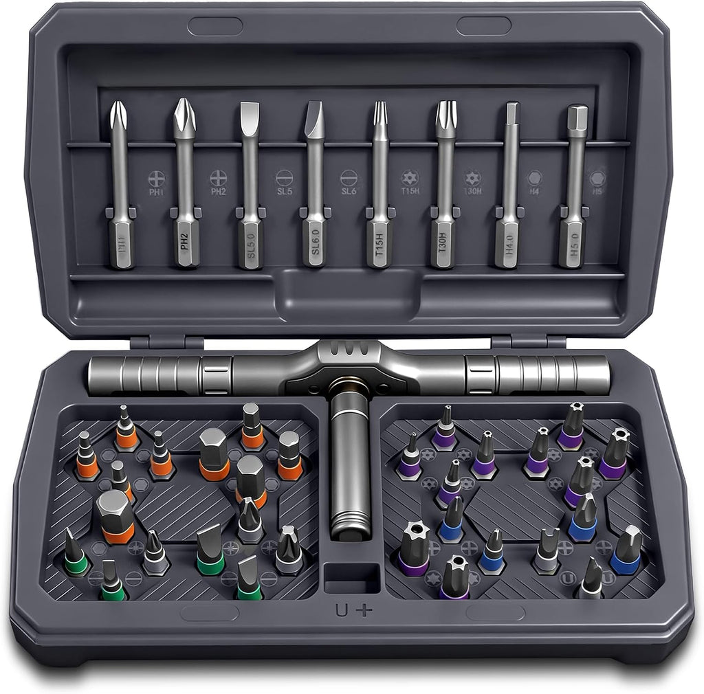 42 in 1 Magnetic Ratchet Screwdriver Set, DIY Ratchet Screwdriver Set with Precision Bits, Ideal for Home Repairs, DIY Projects, and Electronics, Ergonomic Rotatable Ratchet Handle and Storage Case