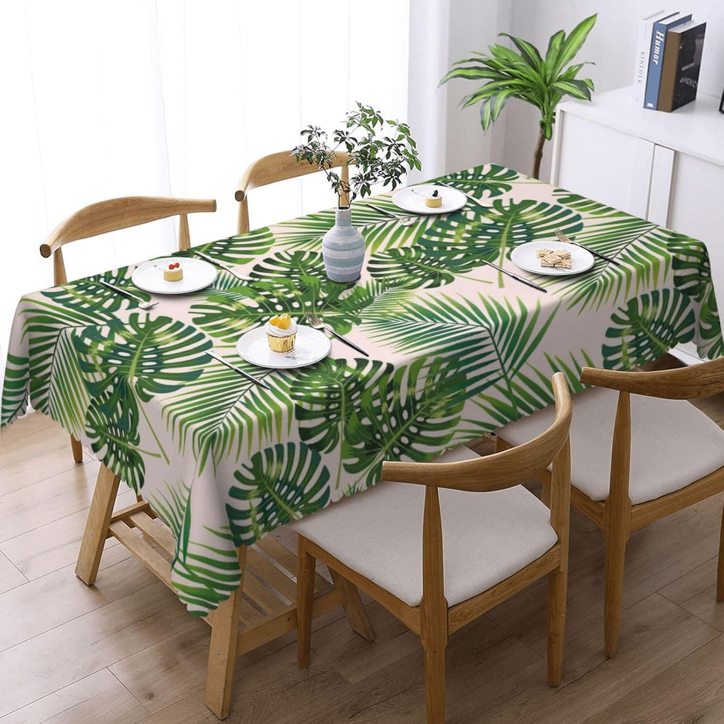Palm Tropical Leaves Table Cloths Decorative for Dining Room, Palm Leaves Washable Tablecloth for Home, Restaurant, Outdoor Party Table Cover 54x72 Inch