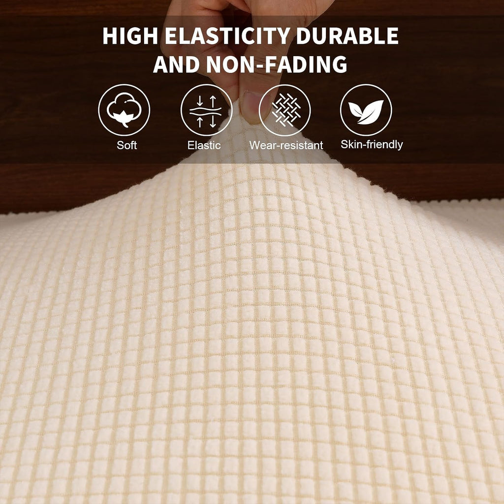 KRFOONN RV Dinette Cushion Covers Stretch Camper Cushions Cover, Beige
