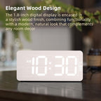 uscce Wooden Digital Alarm Clocks for Bedrooms with 0-100% Dimmable Display