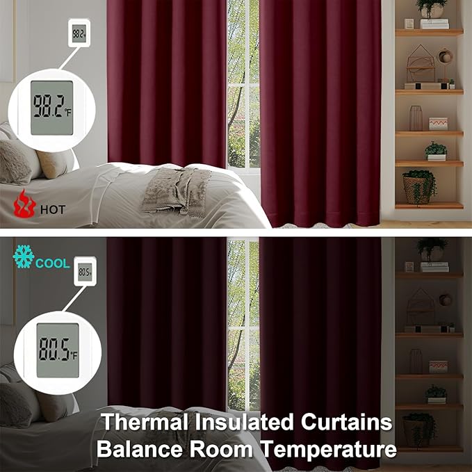 Simplebrand Ava Burgundy Blackout Curtains - Image 6