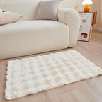 Creamy White Rabbit Plush Rug 2'x3', Fluffy Faux Fur Shaggy Area Rug by CHOVY