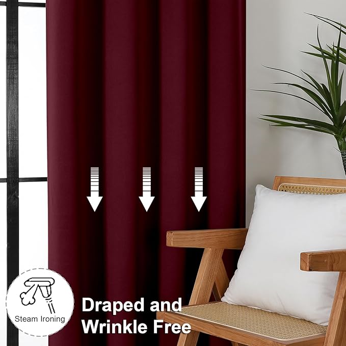 Simplebrand Ava Burgundy Short Blackout Curtains - Image 7