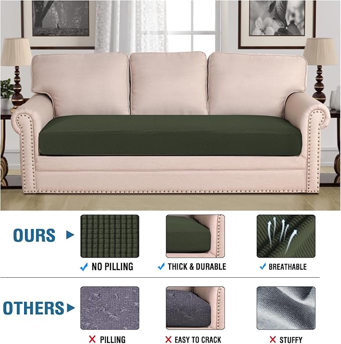 H.VERSAILTEX Super Stretch Individual Seat Cushion Covers Sofa Covers Couch - Image 2