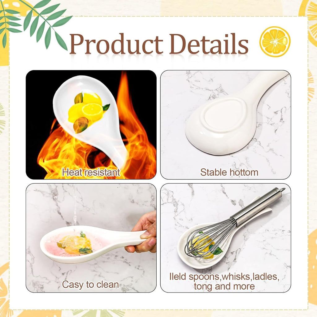 Ceramic Lemon Spoon Rest for Stove, Kitchen Counter and Coffee Bar