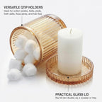 Amber Thick Glass Bathroom Qtip Holder, 2 Pack