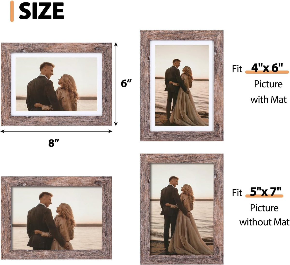 Fixwal 5x7 Picture Frames Set of 5 with Tempered Glass, MDF, Multicolor