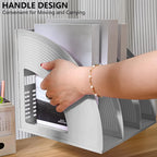 A4 File Holder, Magazine Organizer, Desk Organizer, Compartments, Bookcase, Document Divider, Paper Box, Bookends, Shelves (Grey, 3'