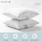 LANE LINEN 26x26 White Throw Pillow Inserts – Pack of 2 White, Fluffy - Image 2