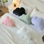Cloud Pillows, Decorative Throw Pillow with Soft Plush for Couch Bed, Cloud Shaped Pillow Room Decor with Fluffy Faux Rabbit Fur for Living Room Bedroom (White, 11.8x18.5 Inches)