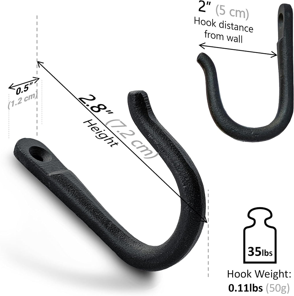 Ambipolar Railroad Spike Iron Coat Hooks 10 Pack Multi-Purpose Heavy Duty Hooks Wall Mounted Farmhouse Vintage Hanging Coats, Bags or Pots in Pantry Black