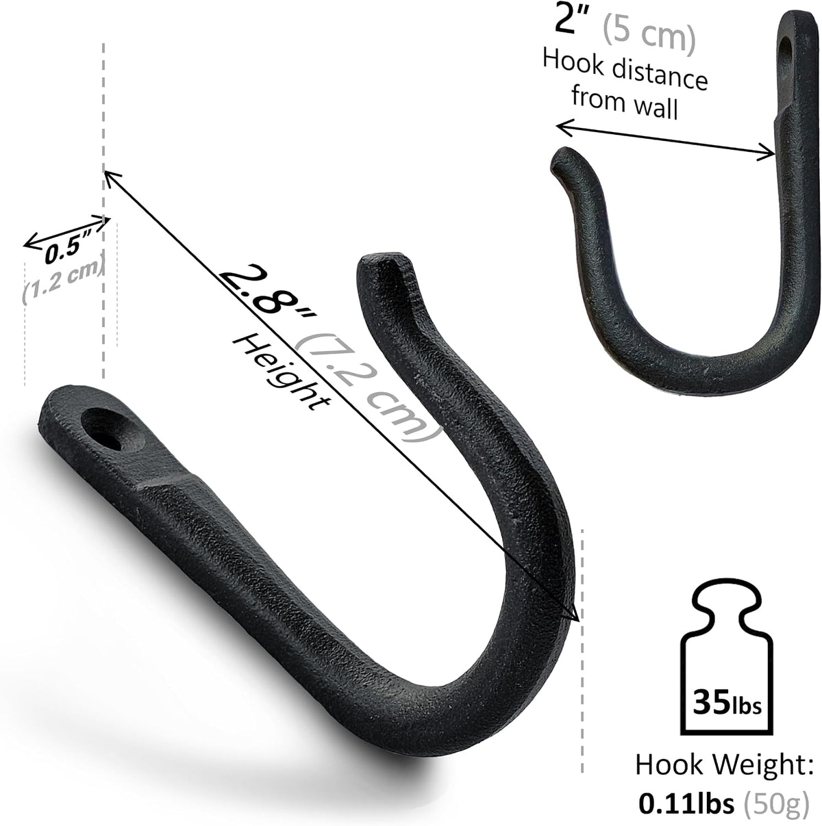 Ambipolar Railroad Spike Iron Coat Hooks 10 Pack Multi-Purpose Heavy Duty Hooks Wall Mounted Farmhouse Vintage Hanging Coats, Bags or Pots in Pantry Black