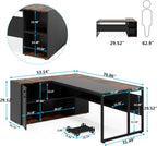 Tribesigns 71 inch Executive Desk, L Shaped Desk with Cabinet Storage