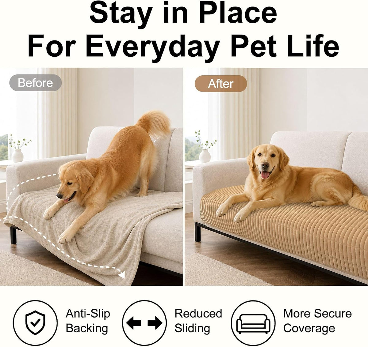 Smiry Couch Covers for Dogs, Non Slip Plush Washable Sofa Cover for Pets