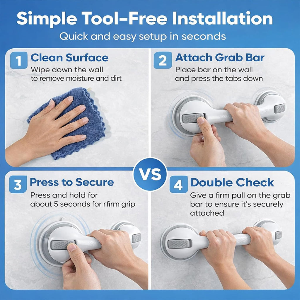 Grab Bars for Bathtubs and Showers,Suction Grab Bars 2 Pack 16.5"