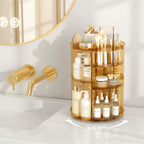 Jiavarry Rotating Makeup Organizer, Clear Gold, 8 Adjustable Height