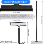 wlich Shower Squeegee with Long Handle, Telescoping Window and Floor Wiper