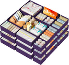 DIMJ Drawer Organizer Clothes 18 Pack - Foldable Baby Organizers and Storage & Dresser Organizer for Bedroom, Closet - Nursery Organization Dresser Dividers for underwear, Sock,Bra, Belt, Tie, Purple