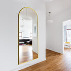 Delma Arched Full Length Mirror with Stand, 69x24 Gold Floor Mirror