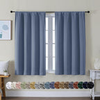 Simplebrand Ava Denim Blue Short Blackout Curtains by Simplebrand