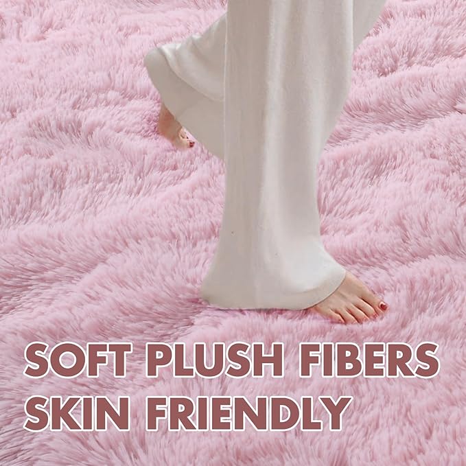 6x9 Ft Large Pink Rugs for Living Room Girls, Shag Fluffy Area Rug for Bedroom - Image 4