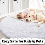 White Round Rug 6Ft for Bedroom, Circular Circle Area Rugs for Living Room - Image 4