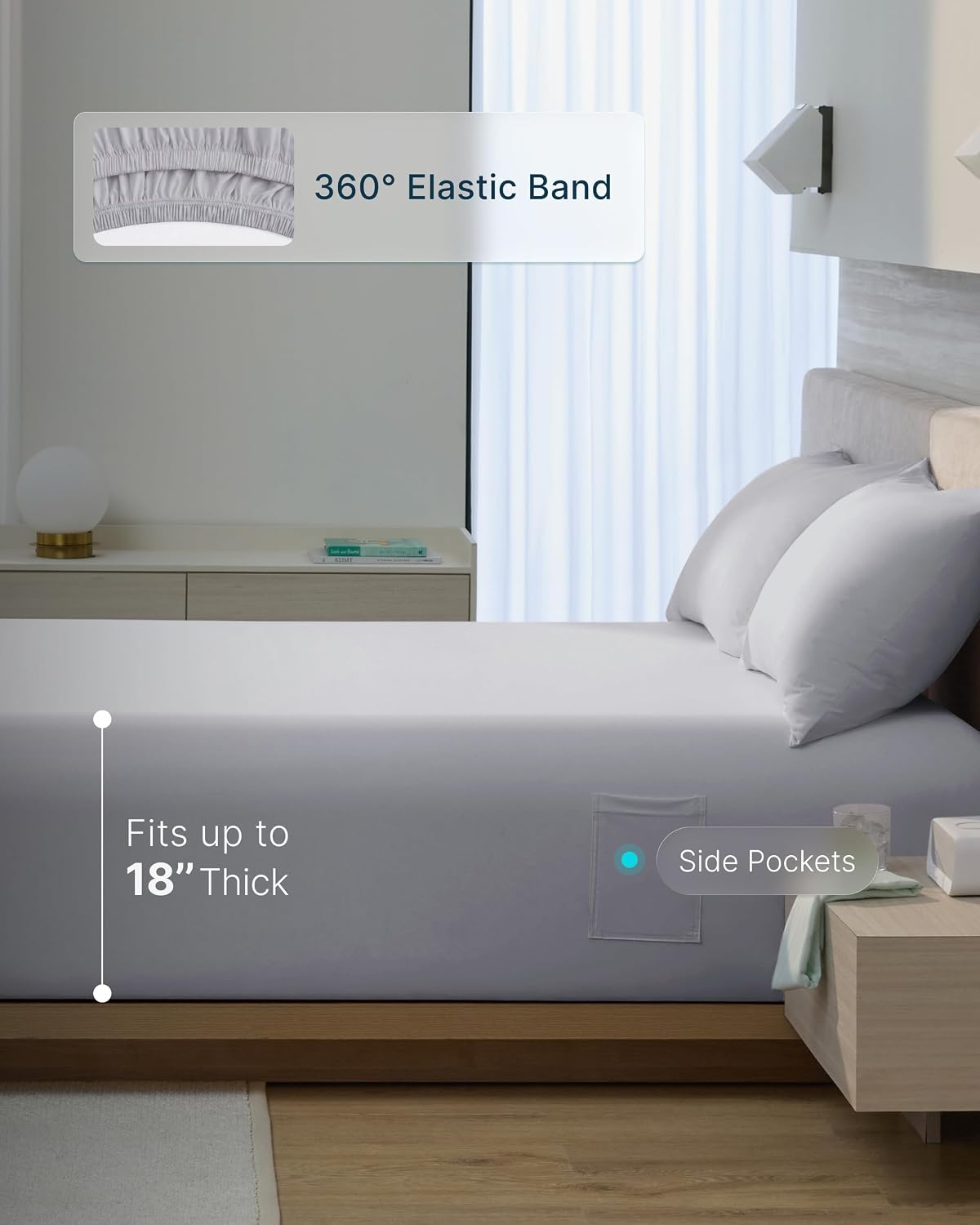 Breescape Cooling Sheets King Size - BlendTek Dry & Cool Technology Cooling Bed Sheets for Hot Sleepers and Night Sweats, Q-Max>0.46 Tech King Sheet Set, Deep Pocket Up to 18", Misty Gray