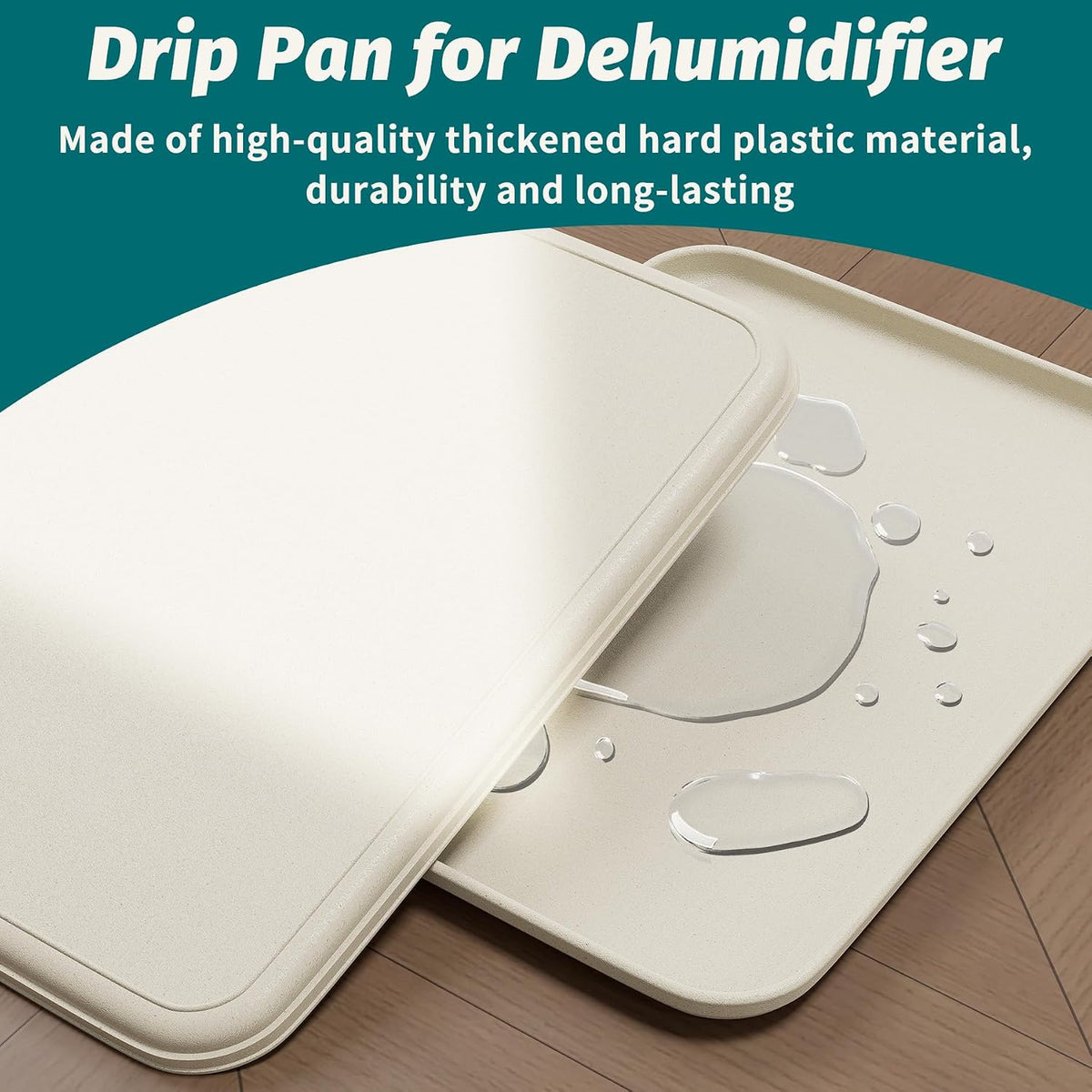 Daisypower Dehumidifier Drip Pan - 15 1/2''x10 1/2'' Leak-Proof Hard Plastic Pans with Raised Edge | Non-Slip & Water-Resistant | Protects Floors & Carpets | for Small Dehumidifiers/Humidifiers