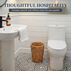 Coeusy Wicker Trash Can,Small Bathroom Trash Can,Water Hyacinth Wicker Waste Basket for Bathroom,Boho Waste Basket for Bedroom,Home Office,Compact Spaces(2 Gallon Round)