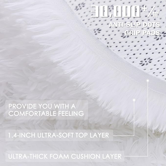 OLANLY White Round Rugs for Bedroom - Image 7
