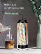 Glass Straw Holder Dispenser w/Lid, Clear Container for Counter
