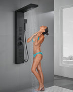 ROVATE 4 in 1 Shower Panel Tower with Powerful Body Jets, Matte Black