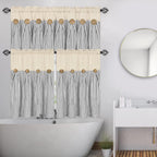 ASPMIZ Farmhouse Cotton Linen Valances for Windows, Boho Kitchen Curtains Valances with Rustic Button, Country Grey Striped Window Treatments Curtain Valance for Bathroom Cafe, 52 x 18 Inch, 1 Pannel